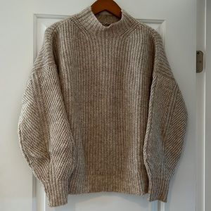 TED BAKER Beige Mock Neck Balloon Sleeve Sweater